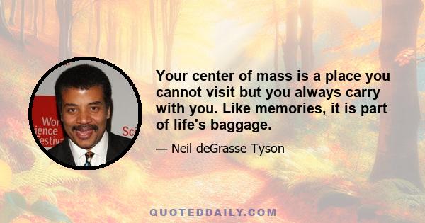 Your center of mass is a place you cannot visit but you always carry with you. Like memories, it is part of life's baggage.