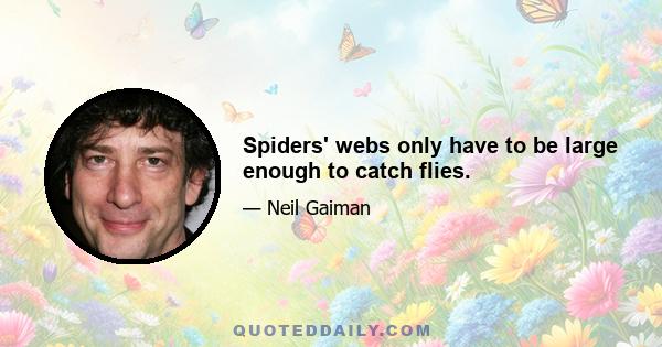 Spiders' webs only have to be large enough to catch flies.