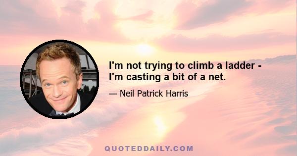 I'm not trying to climb a ladder - I'm casting a bit of a net.