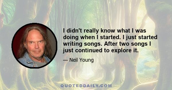 I didn't really know what I was doing when I started. I just started writing songs. After two songs I just continued to explore it.