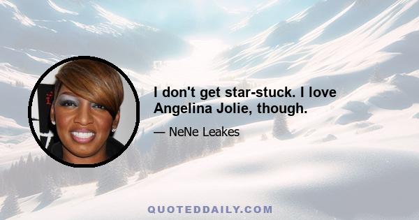 I don't get star-stuck. I love Angelina Jolie, though.