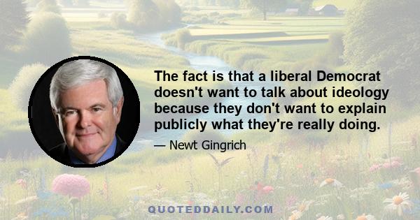 The fact is that a liberal Democrat doesn't want to talk about ideology because they don't want to explain publicly what they're really doing.