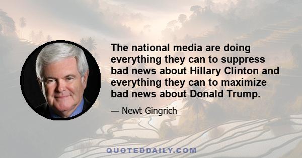 The national media are doing everything they can to suppress bad news about Hillary Clinton and everything they can to maximize bad news about Donald Trump.