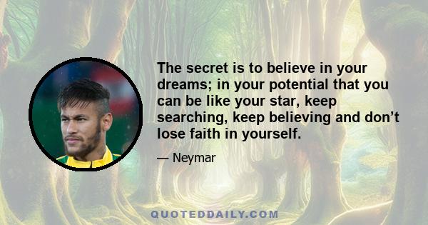 The secret is to believe in your dreams; in your potential that you can be like your star, keep searching, keep believing and don’t lose faith in yourself.