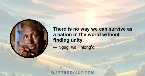 There is no way we can survive as a nation in the world without finding unity.