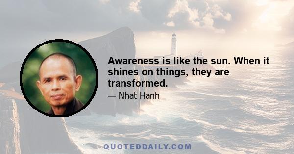 Awareness is like the sun. When it shines on things, they are transformed.