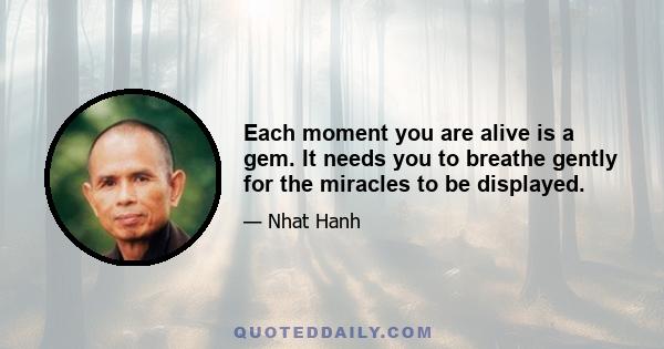 Each moment you are alive is a gem. It needs you to breathe gently for the miracles to be displayed.