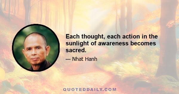 Each thought, each action in the sunlight of awareness becomes sacred.