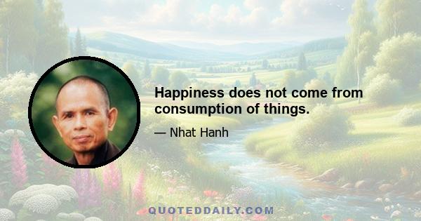 Happiness does not come from consumption of things.