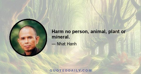 Harm no person, animal, plant or mineral.