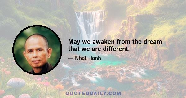 May we awaken from the dream that we are different.