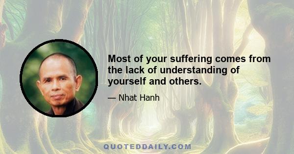 Most of your suffering comes from the lack of understanding of yourself and others.