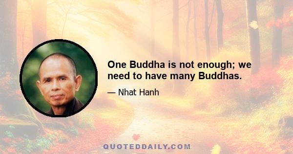 One Buddha is not enough; we need to have many Buddhas.