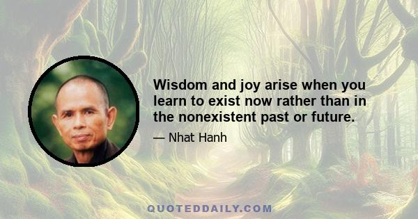 Wisdom and joy arise when you learn to exist now rather than in the nonexistent past or future.