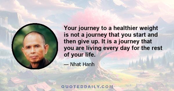 Your journey to a healthier weight is not a journey that you start and then give up. It is a journey that you are living every day for the rest of your life.