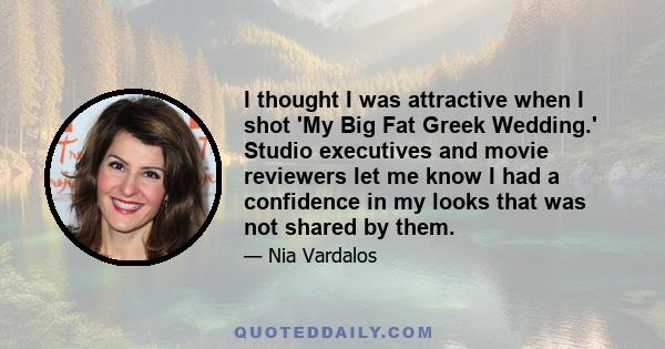 I thought I was attractive when I shot 'My Big Fat Greek Wedding.' Studio executives and movie reviewers let me know I had a confidence in my looks that was not shared by them.