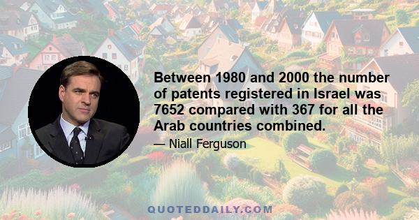 Between 1980 and 2000 the number of patents registered in Israel was 7652 compared with 367 for all the Arab countries combined.