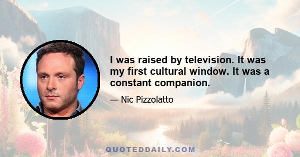 I was raised by television. It was my first cultural window. It was a constant companion.