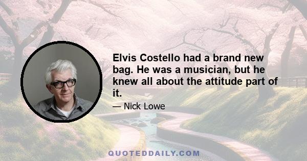 Elvis Costello had a brand new bag. He was a musician, but he knew all about the attitude part of it.