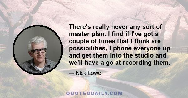 There's really never any sort of master plan. I find if I've got a couple of tunes that I think are possibilities, I phone everyone up and get them into the studio and we'll have a go at recording them.