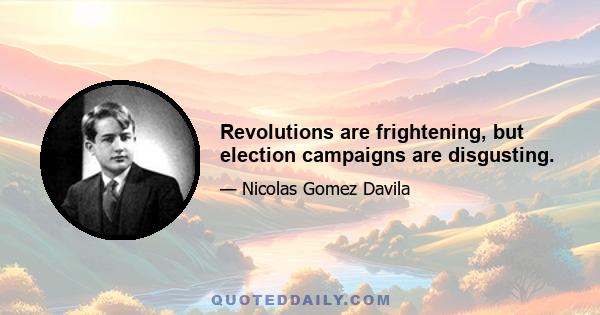 Revolutions are frightening, but election campaigns are disgusting.