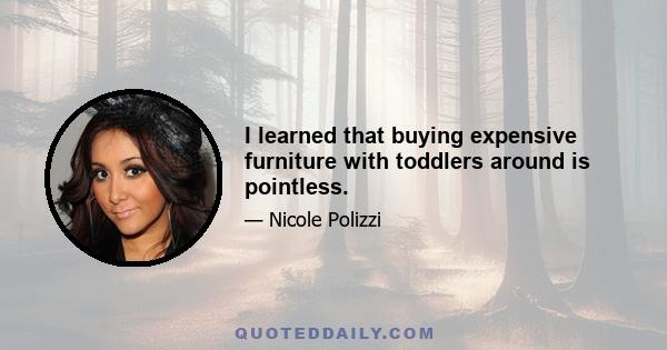 I learned that buying expensive furniture with toddlers around is pointless.