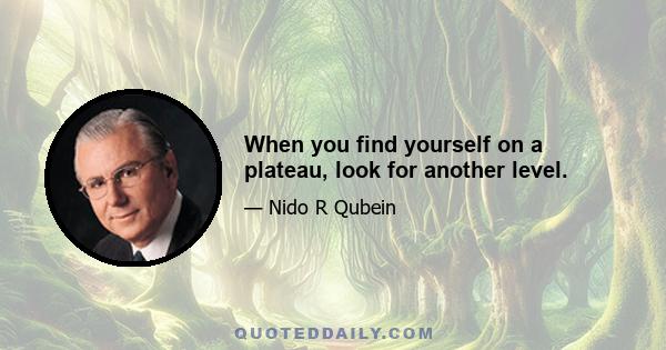 When you find yourself on a plateau, look for another level.