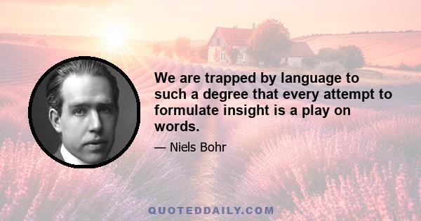 We are trapped by language to such a degree that every attempt to formulate insight is a play on words.