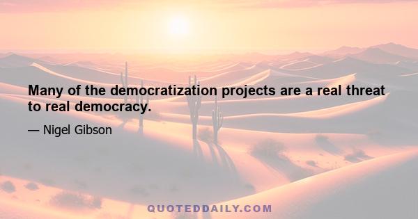 Many of the democratization projects are a real threat to real democracy.