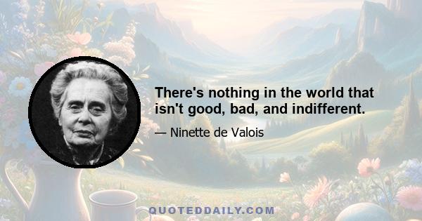 There's nothing in the world that isn't good, bad, and indifferent.