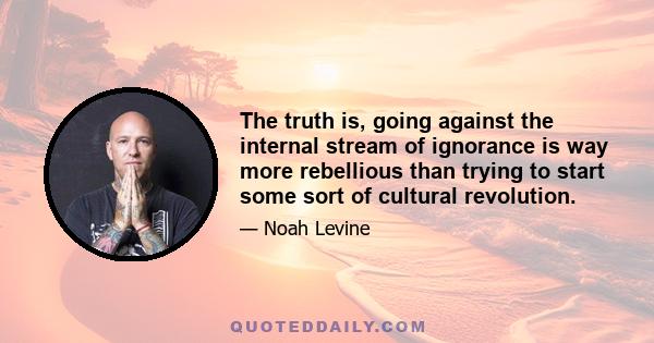 The truth is, going against the internal stream of ignorance is way more rebellious than trying to start some sort of cultural revolution.