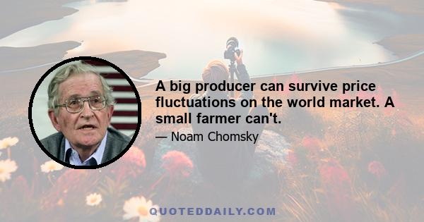 A big producer can survive price fluctuations on the world market. A small farmer can't.