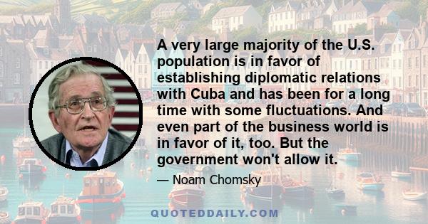 A very large majority of the U.S. population is in favor of establishing diplomatic relations with Cuba and has been for a long time with some fluctuations. And even part of the business world is in favor of it, too.