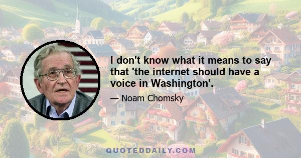 I don't know what it means to say that 'the internet should have a voice in Washington'.