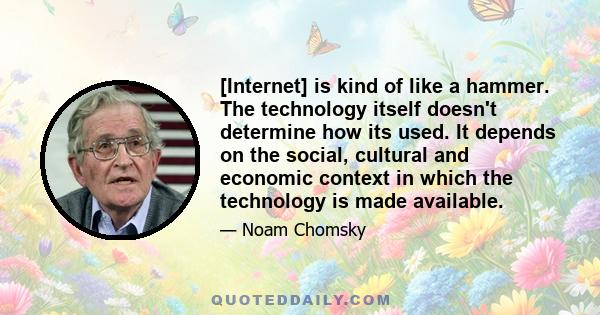 [Internet] is kind of like a hammer. The technology itself doesn't determine how its used. It depends on the social, cultural and economic context in which the technology is made available.