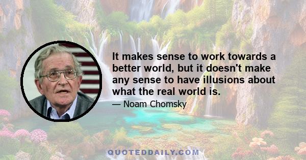 It makes sense to work towards a better world, but it doesn't make any sense to have illusions about what the real world is.