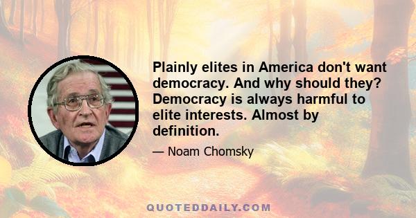 Plainly elites in America don't want democracy. And why should they? Democracy is always harmful to elite interests. Almost by definition.