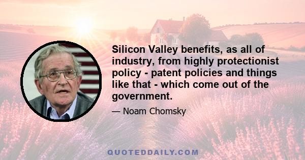 Silicon Valley benefits, as all of industry, from highly protectionist policy - patent policies and things like that - which come out of the government.