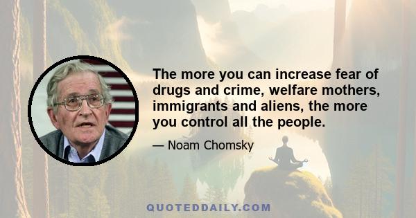 The more you can increase fear of drugs and crime, welfare mothers, immigrants and aliens, the more you control all the people.