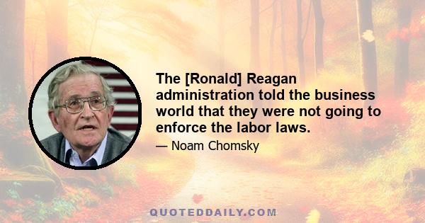 The [Ronald] Reagan administration told the business world that they were not going to enforce the labor laws.