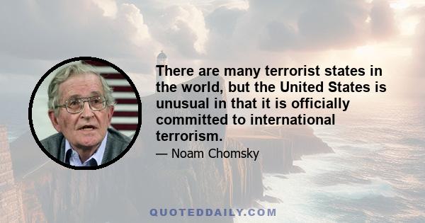 There are many terrorist states in the world, but the United States is unusual in that it is officially committed to international terrorism.