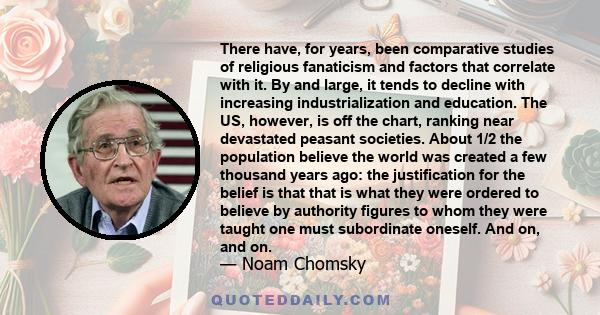 There have, for years, been comparative studies of religious fanaticism and factors that correlate with it. By and large, it tends to decline with increasing industrialization and education. The US, however, is off the