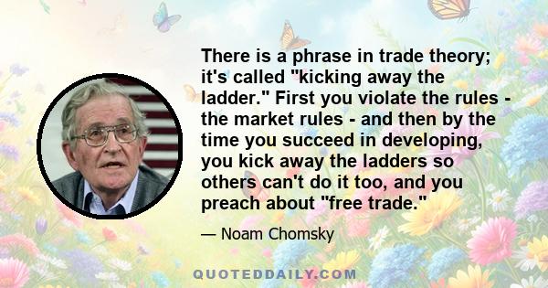 There is a phrase in trade theory; it's called kicking away the ladder. First you violate the rules - the market rules - and then by the time you succeed in developing, you kick away the ladders so others can't do it