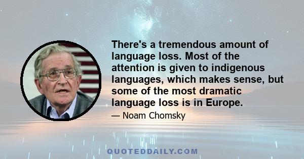 There's a tremendous amount of language loss. Most of the attention is given to indigenous languages, which makes sense, but some of the most dramatic language loss is in Europe.