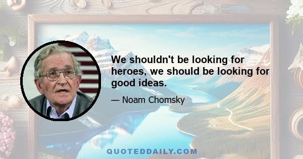 We shouldn't be looking for heroes, we should be looking for good ideas.