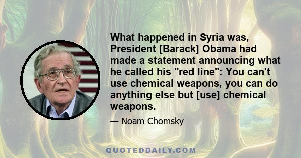 What happened in Syria was, President [Barack] Obama had made a statement announcing what he called his red line: You can't use chemical weapons, you can do anything else but [use] chemical weapons.