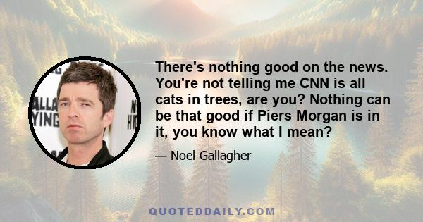 There's nothing good on the news. You're not telling me CNN is all cats in trees, are you? Nothing can be that good if Piers Morgan is in it, you know what I mean?