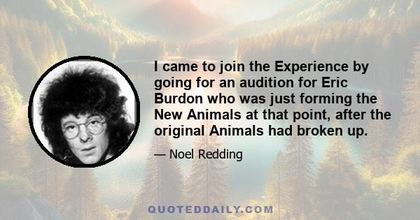 I came to join the Experience by going for an audition for Eric Burdon who was just forming the New Animals at that point, after the original Animals had broken up.