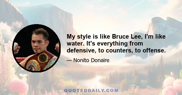 My style is like Bruce Lee, I'm like water. It's everything from defensive, to counters, to offense.