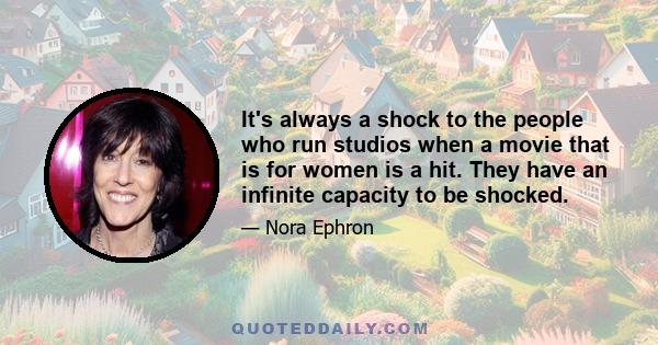 It's always a shock to the people who run studios when a movie that is for women is a hit. They have an infinite capacity to be shocked.